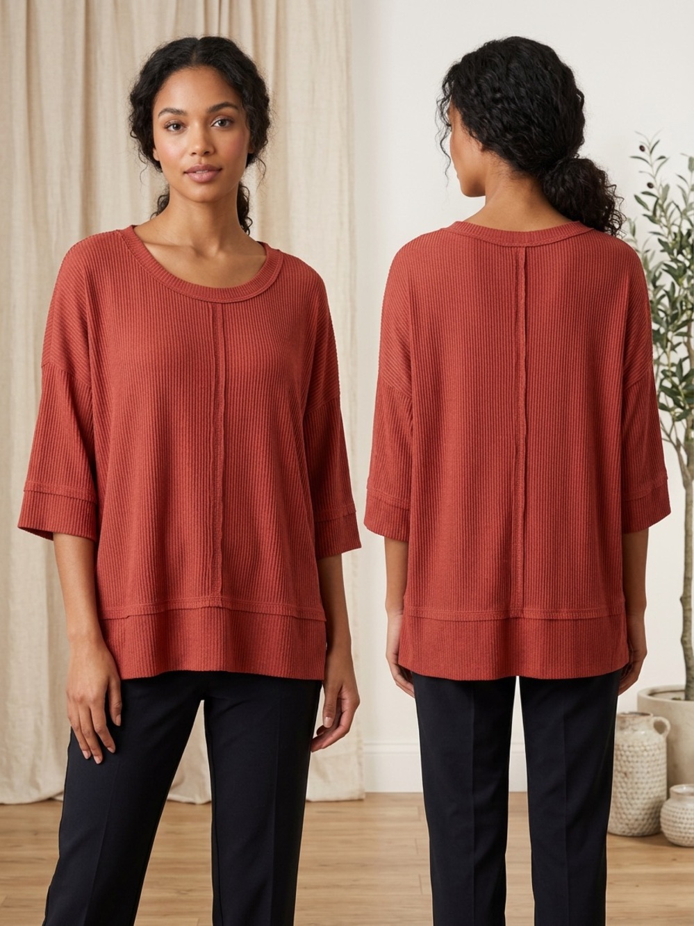 Umgee Oversized Ribbed Shirt